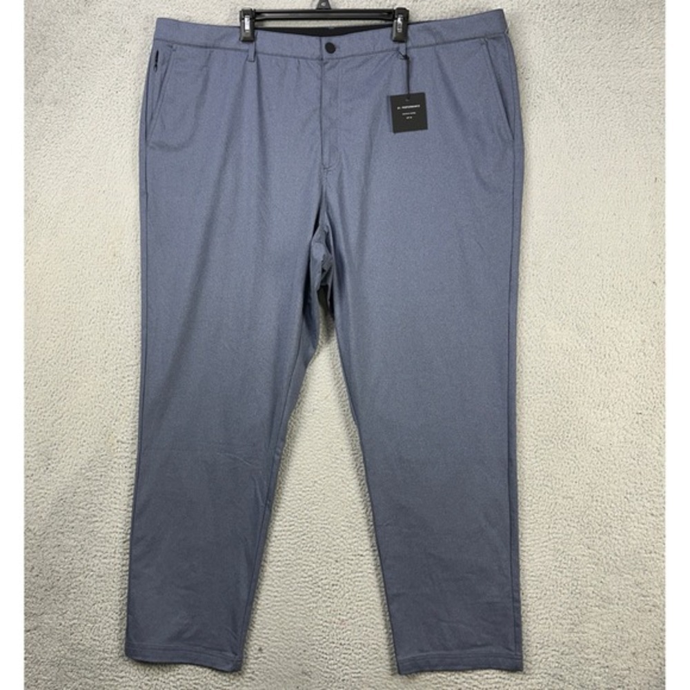 01.Algo Mens Chino Golf Pants 44 Blue Performance Tech Straight Leg Pockets NEW